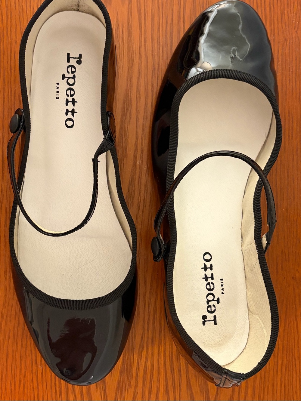 Repetto Paris size 40/9 Black Patent Mary Jane Block Heel Shoes - Picture 9 of 12